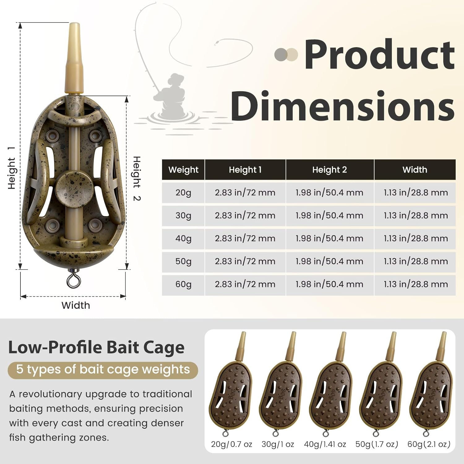 Carp Fishing Method Feeders Set - Inline Baiting Tool & Groundbait Sinker Cages with Easy-Press Compactor | Professional Carp Fishing Equipment for Coarse Fishing & Efficient Baiting