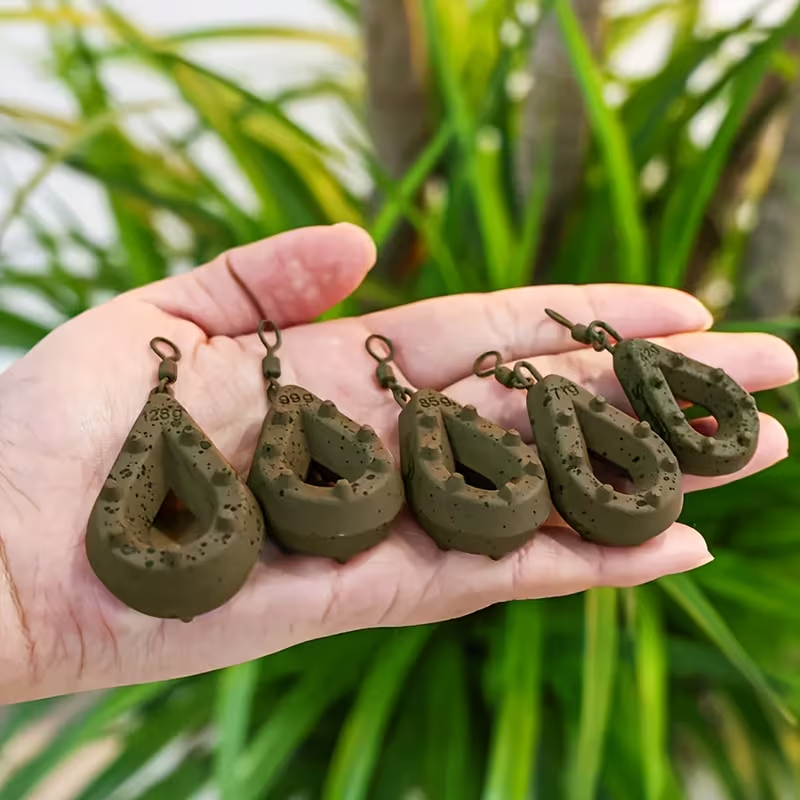 Fishing Lead Weights - Teardrop Shape with Coated Surface, Hollow Carp Weights for Slow Release Bait, Fits Any Clip