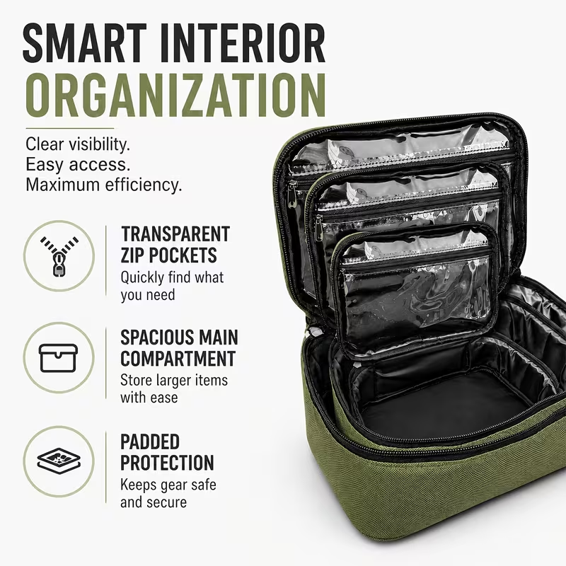 Carp Fishing Bag 3 Sizes S/M/L, Storage for Fishing Reels And Bait, Tackle Accessory Organizer Bag 1