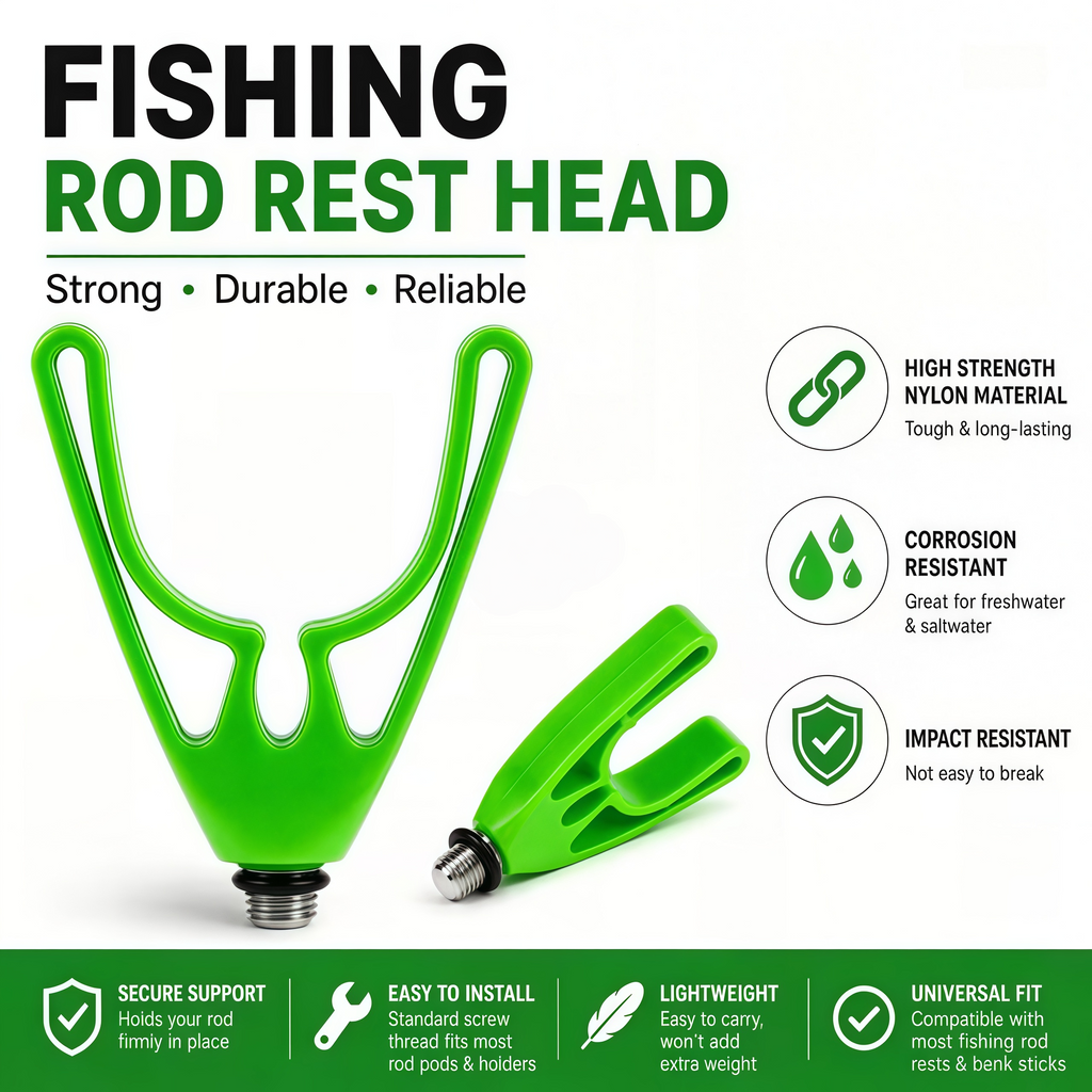 Fishing Rod Rest Head, 8mm Universal Thread, U-Shaped Anti-Slip Rod Holder, Durable Plastic Bracket Head for Carp Fishing, Feeder Rod, Bank Stick, Rod Pod - Lightweight, Easy Install, Multi-Color Available 2